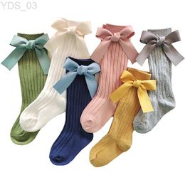 Kids Socks New Childrens Socks With Bows Toddlers Girls Knee High Sock Cotton Soft Baby Long Socks For Kids School Sock YQ240314