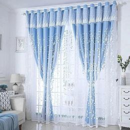 Curtain 1 Panel 140cm Width Double Layer Flower For Girls Room Living Pastoral Flowers And Leaf Embroidered