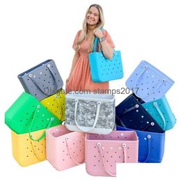 Storage Bags Waterproof Beach Bag Solid Punched Organiser Basket Summer Water Park Handbags Large Womens Stock Gifts Drop Delivery H Dha2N