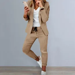 Pantaloni da donna in due pezzi Cappotto da donna Set elegante completo da lavoro alla caviglia con maniche lunghe con coulisse per professionisti