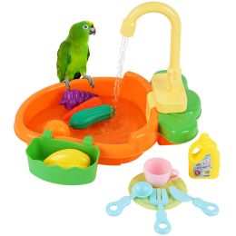 Baths Automatic Bird Bathtub with Faucet Set Parrot Pet Shower Bird Bath Basin Parrot Bath Basin Parrot Bathing Tub Birds Toy