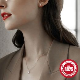 CANNER 925 Silver 3Pcs Set Light Luxury Zircon Heart Pendant Earrings Necklaces For Women Trendy Bridal Wedding Jewellery Gift 240305