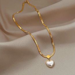 Accessories for Women 2024 New Pearl Heart Pendant 14k Yellow Gold Necklace for Women Party Luxury Jewellery collares