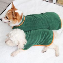 Dog Apparel Pet Puppy Clothes Bathing Robe Neck Tucked Waist Shirts