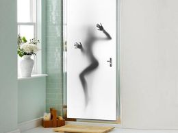 2 PCSSet Horrific Shadow Door PVC Wall Sticker Waterproof Bathroom Glass Door Mural Sticker Halloween Decoration 9479569