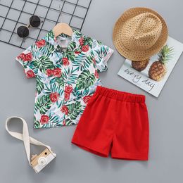 Designer Suit Boys Set Summer New Childrens Flower Shirt Short Sleeved Dress Baby Hawaiian Beach Vacation Clothes In22