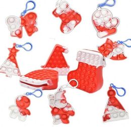 Decompression Sensory Toys Push its Christmas Series Children Bubble Music Key chain Santa Claus Gingerbread Man Tree Butterfly FY33006956900