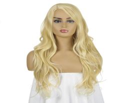 Women Middle Part Long Curly Ladies Party Natrual Blonde 65 Cm Synthetic Hair Wigs1780761