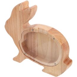 Boxes Kids Wooden Coin Bank Natural Wood Piggy Bank Rabbit Shaped Table Decoration Home Decor Money box Moneybox