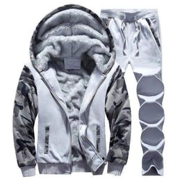 Men Sportswear Jackets Hoodie Sweatshirts Pants Grey Winter warmth Jogger Sporting Suit Mens Sweat Suits Tracksuits Set Plus Size32025820