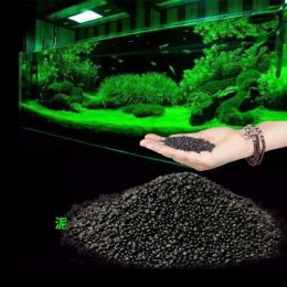 Substrate 500g Fish Tank Water Plant Fertility Substrate Sand Aquarium Plant Soil Black Clay Gravel for Natural Planted Water Moss Plants