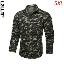 Autumn Men Camouflage Cotton Casual Long Sleeve T Shirts Mens Military Tactical Retro Slim Shirt Men's Shirts Male Tops 5XL 240301