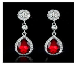 Jewelry Fashion Bridal Crystals Earrings Sier Rhinestones Long Drop Earring 5 Colors Wedding Gift Delivery Party Events Accessorie5100986