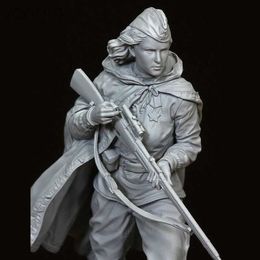 Action Toy Figures 1 / 16 Resin figure full body model Military Red Army GK white model hand run ldd240314