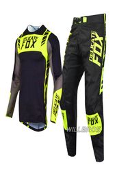 Delicate Fox Mach Jersey Pants Combo Mountain Bicycle Offroad Mens Dirt Bike Motorbike Suit Motocross Racing Gear Set5211225