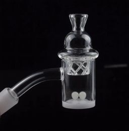 XL XXL 4mm Opaque Bottom Quartz Banger Nail & Cyclone Spinning Carb Cap and Terp Pearl Insert 25mm OD for glass recycler oil rig LL