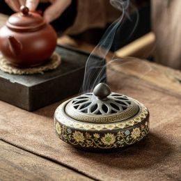 Burners Ceramic Incense Burner Holder Coil Cones Stick Incense Buddhist Home Decor Tearoom Yoga Room Desktop Ornaments 8 Styles