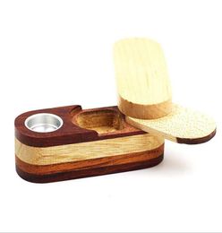 Folding Smoking Wooden Pipe Foldable Metal Monkey Hand Tobacco Cigarette Spoon Pipes With Storage Space Bowl Tools Accessories6021581