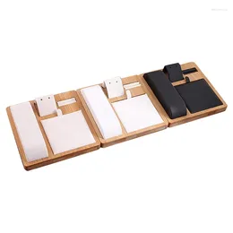 Jewelry Pouches Multi-Function Bamboo Display Stand Necklace Ring Earring Bracelet Pendants Tray Organizer Holder Showcase