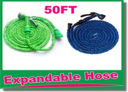 high quality 50FT retractable hoseExpandable Garden hose Blue Green Colour fast connector water hose with water gun OMD92542808