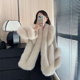 2023 New Haining Winter Fox Fur Grass Coat For Women's Mid Length, Genuine Hair, Fashionable Slim, Young And Elegant Celebrity 5592
