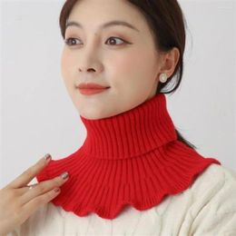 Scarves Warm Knitted Fake Collar Fashion With Wooden Ears Windproof Scarf Detachable Winter Turtleneck Men Women