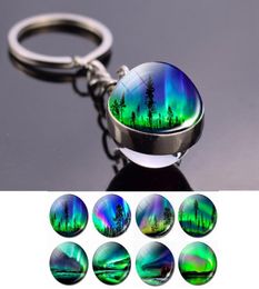Northern Lights Tree Keychain Pendants Aurora Picture Glass Ball Key Chain Northerns Light Auroras Jewelry for Men Women Lovers Gi7360725