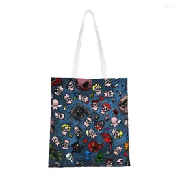 Shopping Bags Funny Print The Binding Of Isaac Adventure Cartoon Game Tote Bag Recycling Canvas Shoulder Shopper Handbag