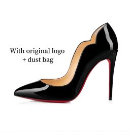 Red Famous Designer Bottoms Heels High Heel Thin Classic Pointed T Stiletto Black Patent Genuine Leather Pump Dress Women Sandals Whitedress 44