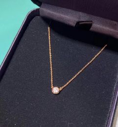 2024 Luxury quality charm one diamond pendant necklace in 18k rose gold plated have stamp box PS3147B