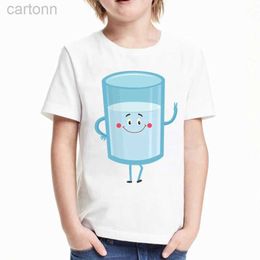 T-shirts cute funny bottle of milk tshirt girl kawaii cartoon milk cup t shirt girls tops kids clothes boys t shirts childrens t-shirts ldd240314