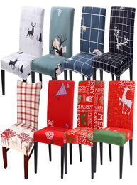 Merry Christmas Chair Cover universal Stretch Seat Slipcovers Santa Claus elk Dining Room decorations Home decor Supplies Xmas gif4536960