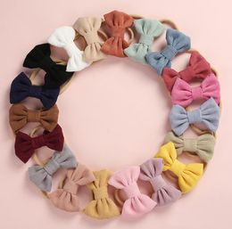 19colors Princess Girls Corduroy Bows Nylon Headbands Big Knotbows Fabric Elastic Nylon Hairbands Hair Accessories3312302