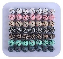 50Pcs Silicone Beads Leopard Print 1215mm Baby Teether Teething Terrazzo DIY Jewelry A Pacifier Clip Making 2084 T26533289