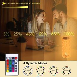 Table Lamps 1pc Rose Table Lamp USB Charging Torch Lamp 16 Colors Changing RGB Touch R emoteC ontrolD eskL ampU SBB a tteryRe chargeableAc rylicLE DBe dsideLi ght