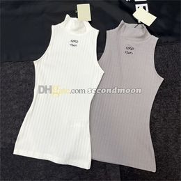 Sexy Halter Vest Women Designer Embroidered Tanks Summer Tight Knits Top Casual Style Sport Tees