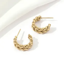 Stud Earrings Stainless Steel Stylish Vintage Geometric Twisted Fashion Hoop For Women Jewelry Birthday Gift Drop