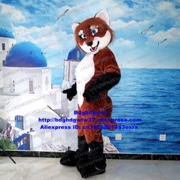 Mascot Costumes Brown Long Fur Wolf Coyote Jackal Dhole Fox Mascot Costume Cartoon Character Internal Anniversary the Choicest Goods Zx661