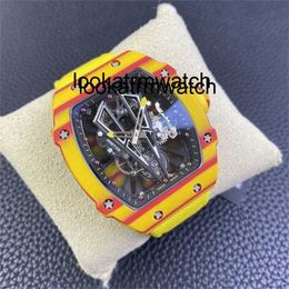 Men Watch RM Milles Original Factory Rm Designer Watch Mechanical New RM27-03 Tourbillon Hollow Carbon Fiber Miller Fashion Rubber Band