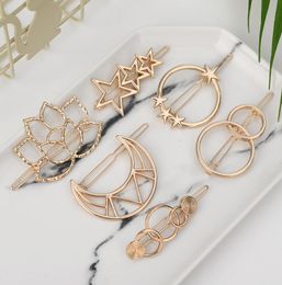 2020 Fashion Woman Hair Accessories Triangle Hair Clip Pin Metal Geometric Alloy Hairband Moon Circle Hairgrip Barrette Girls Hold3431402