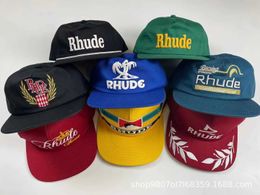 American Rhude Embroidery Fashion Brand Summer New Sun Hat Truck Cap Mens and Womens
