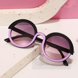 Fashion Children sunglasses boys girls patchwork Colour round square frame eyewear kids Uv 400 Polarised beach holiday sunblock Z7173