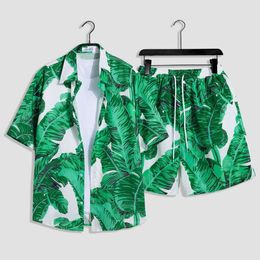 Designer Suit Hawaiian Beach Holiday Mens Loose Size Couple Fashion Brand Short Sleeve Flower Shirt Casual Two Piece Set Zx6x