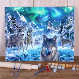 Number Wolf Animal Winter DIY Paint By Numbers Package Oil Paints 50*70 Picture By Numbers Photo Decorative Paintings Crafts Art