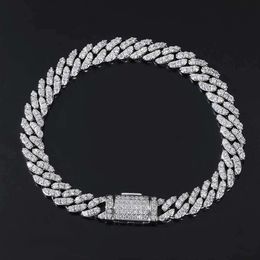 Hip Hop 8mm Flip Buckle Single Row Zircon Cuban Chain Trendy Brand Personalized Men's Bracelet Jewelry