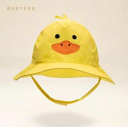 Summer Cartoon Yellow Duck Baby Girls Boys Caps Bonnet Adjustable Beach Accessories Kids Sun Hat Panama Children Cap Casquette1331681