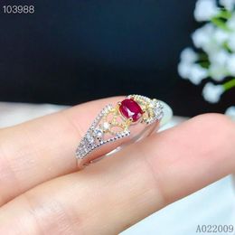 Cluster Rings KJJEAXCMY Fine Jewellery 925 Sterling Silver Inlaid Natural Ruby Ring Girl's Support Test