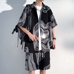 Designer Suit Short Sleeved Floral Shirt Mens Summer Slim Beach Set Trendy Brand Loose Casual Sportswear 7wne