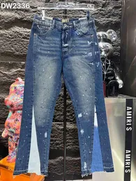 ca2336 DIPARTIMENTOJeans da uomo di alta qualità Jeans da motociclista in difficoltà Jeans Rock Skinny Slim Striscia con foro strappato Ricamo serpente alla moda Pantaloni in denim