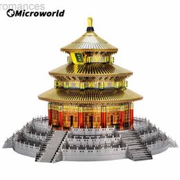 3D Puzzles Microworld 3D Metal Styling Puzzle Games Heaven Temple Buildings Model Kits Laser Cutting Jigsaw Toys Birthday Gifts For Adult 240314